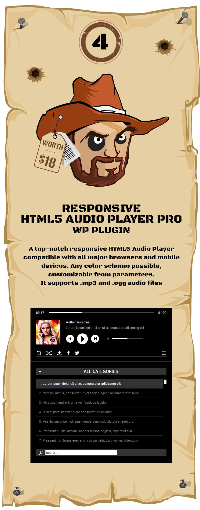 Responsive HTML5 Audio Player PRO WordPress Plugin