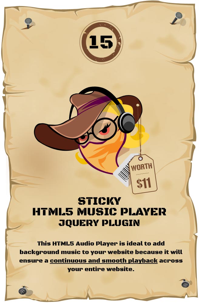 Sticky HTML5 Music Player Responsive Plugin